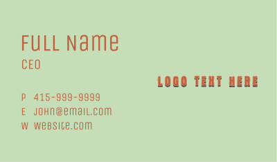 Generic Rustic Brand Wordmark Business Card
