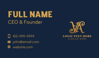Gold Elegant Boutique Letter VA Business Card