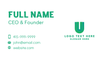 Green Gradient Letter U Business Card