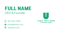 Green Gradient Letter U Business Card Design