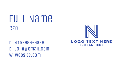 Blue Company Letter N Business Card