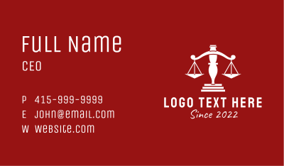 Legal Justice Scale Business Card