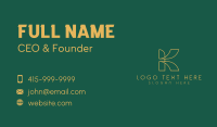 Gold Monoline Letter K Business Card Design