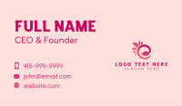 Pink Leaf Letter E Business Card