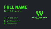 Neon Letter W Business Card Design