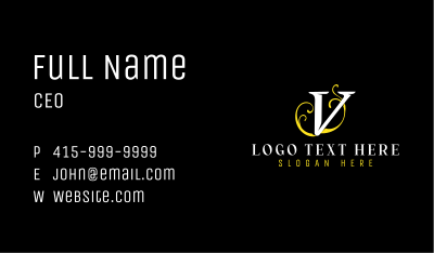 Letter V Fashion Brand Business Card