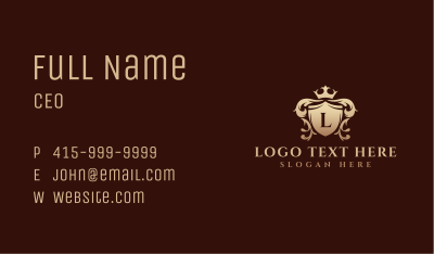 Ornate Crown Shield Business Card