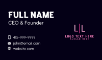 Pink Neon Letter Business Card Design