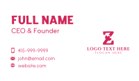 Pink Letter Z Flower Business Card Design