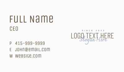 Premium Fashion Signature Wordmark Business Card