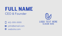 Blue Geometric Letter U  Business Card Design