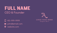 Pink Florist Letter A  Business Card