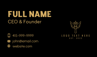 Golden Crown Crucifix Wings Business Card Design