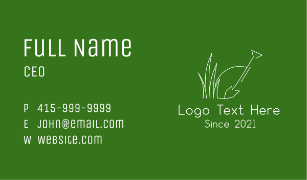 Landscape Shovel Grass Business Card Design