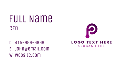 Purple Technology Letter P Business Card Image Preview