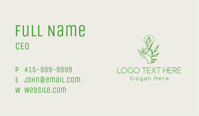 Green Leaves Crystal Hands Business Card