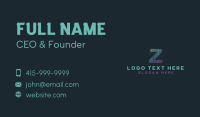 Modern Glitch Letter Z Business Card Design