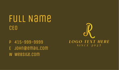 Royal Hotel Letter R Business Card