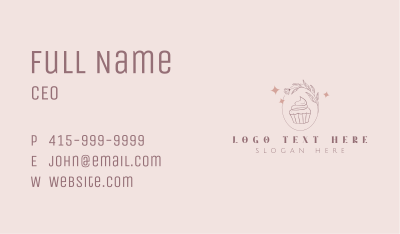 Floral Bakery Cupcake Business Card