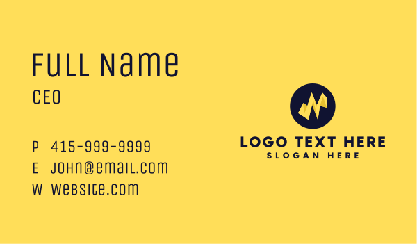 Yellow Electric Letter N Business Card Design