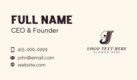 Script Letter J Vintage Business Card Design