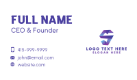 Purple 3D Origami Letter S Business Card