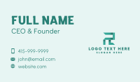 Green Gradient Letter R  Business Card