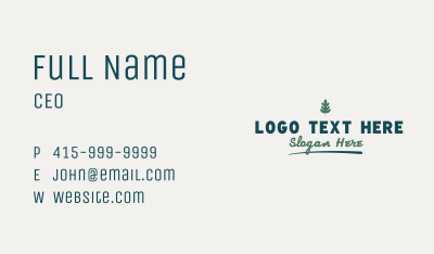 Organic Leaf Wordmark Business Card