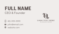 Classic Stylish Boutique Letter H Business Card
