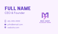 Purple Lightning Letter M  Business Card