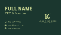 Nature Eco Wellness Letter K Business Card