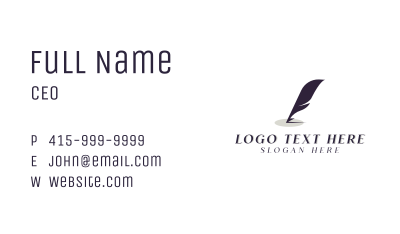 Writing Feather Publishing Author Business Card Image Preview