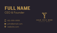 Elegant Antique Letter Y Business Card Design