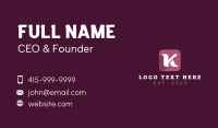 Web Developer Letter K Business Card