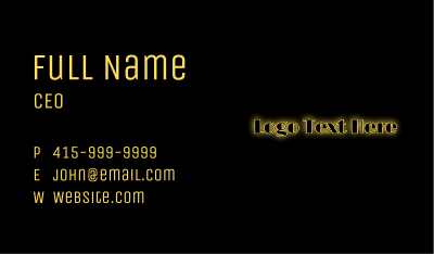 Glowing Marquee Text  Business Card