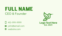 Minimalist Green Hummingbird Business Card