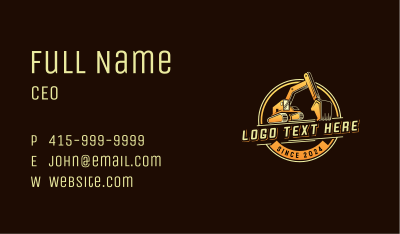 Excavator Machinery Contractor Business Card