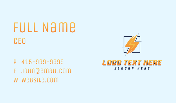 Lightning Power Electrician Business Card Design Image Preview
