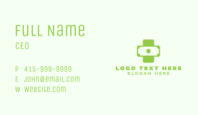 Green Medical Money Bill Business Card Image Preview
