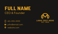Golden Headphone Letter M  Business Card