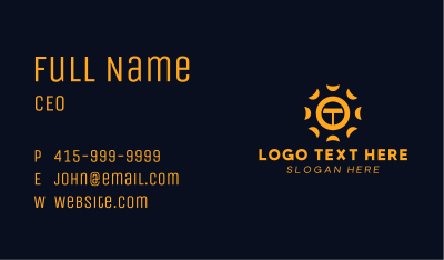 Yellow Solar Letter T Business Card