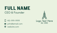 Green Outline Tower Business Card