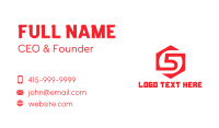 Red Hexagon Number 5 Business Card