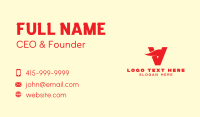 Red Wave Letter V  Business Card