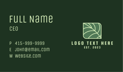 Green Leaf Emblem Business Card