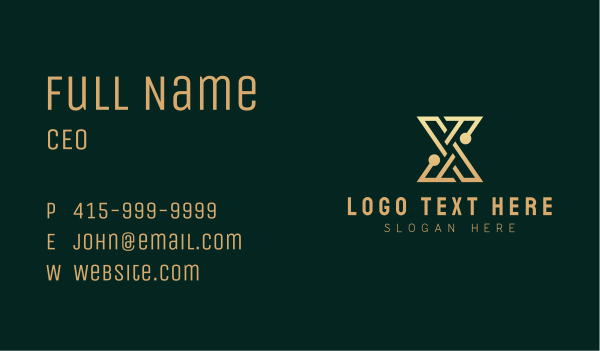 Gold Professional Letter X  Business Card Design Image Preview