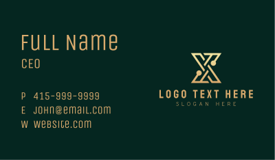 Gold Professional Letter X  Business Card Image Preview
