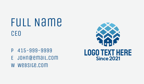 Blue Geometric Real Estate Business Card Design Image Preview