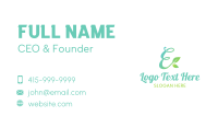 Nature Leaf Letter E Business Card