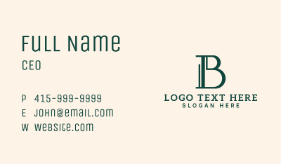 Green Business Letter B Business Card